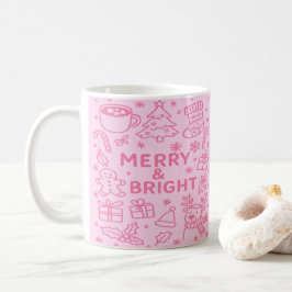 Caneca De Café Pink Christmas Doodle | Holiday Cheer