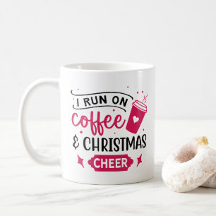 Caneca De Café Pink Christmas Run on Coffee and Christmas Cheers
