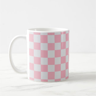 Caneca De Café Pink + Cinza Checkered Checkerboard Padrão