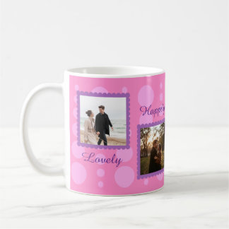 Caneca De Café Pink Couple Photo Design with Custom Text Coffee M