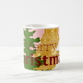 Caneca De Café Pink de árvore de Natal feliz
