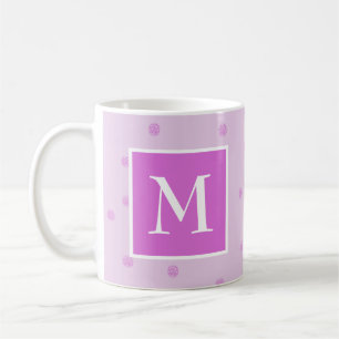 Caneca De Café Pink Dot Pattern Girly Monograma