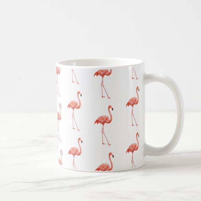 Caneca De Café Pink Flamingo Patterno Feminino (Direita)