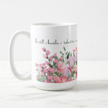 Pink Floral 'Mindful Blooms' Mug