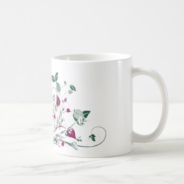 Caneca De Café Pink Floral Swirl Mug (Direita)