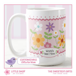 Caneca De Café Pink Floral Words Melhor Dia de as mães Mãe