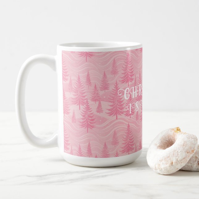 Caneca De Café Pink Forest Christmas (Com Donut)
