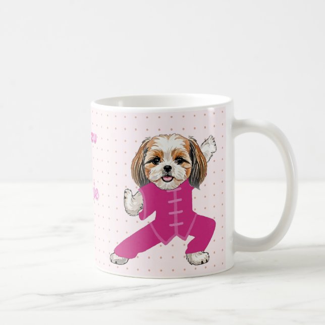 Caneca De Café Pink – Funny Shih Tzu Martial Arts Dog (Direita)
