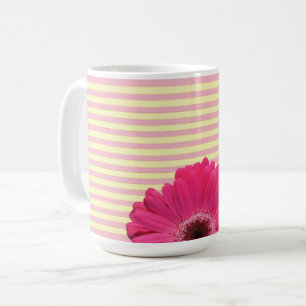 Caneca De Café Pink Gerber Daisy Candy Stripe Mug