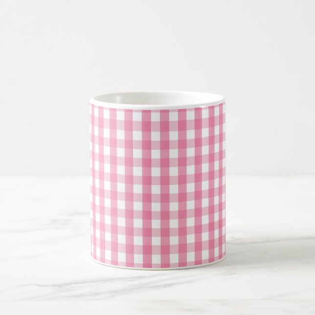 Caneca De Café Pink Gingham Check Pattern Two-Tone Coffee Mug (Centro)