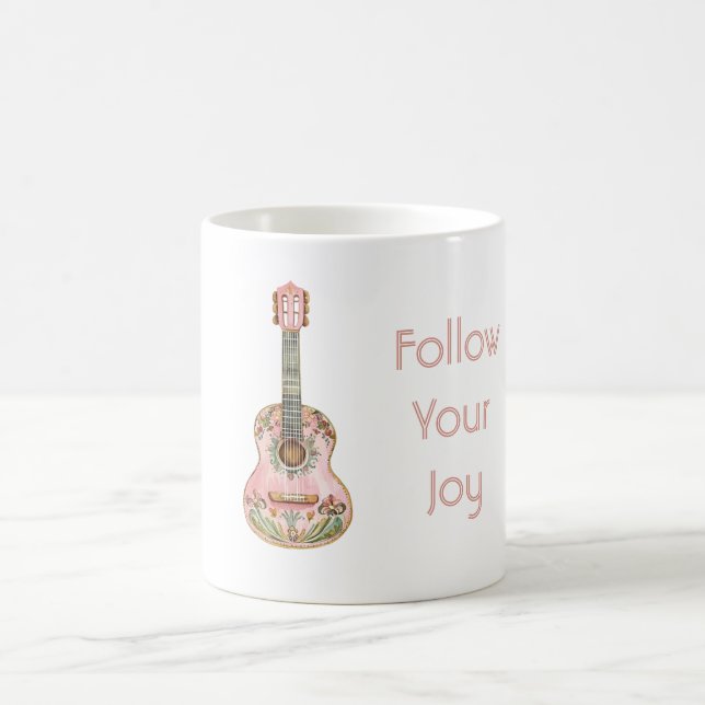 Caneca De Café Pink Guitar Follow Your Joy (Centro)
