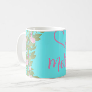 Caneca De Café Pink Modern Script Girly Monogram Name