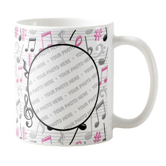 Caneca De Café Pink Music Pattern Photo Mug