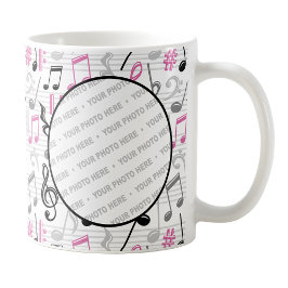Caneca De Café Pink Music Pattern Photo Mug