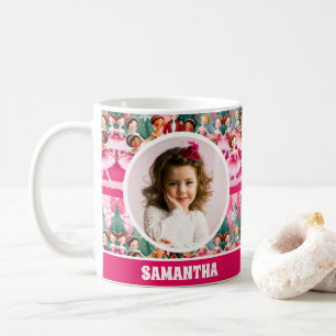 Caneca De Café Pink Natal Nutcracker Ballerina Kids Photo Mug