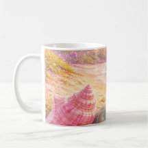 Pink Ocean Beach Shells Flowers Fantasy Landscape