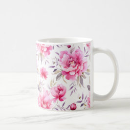 Caneca De Café Pink Peony Floral