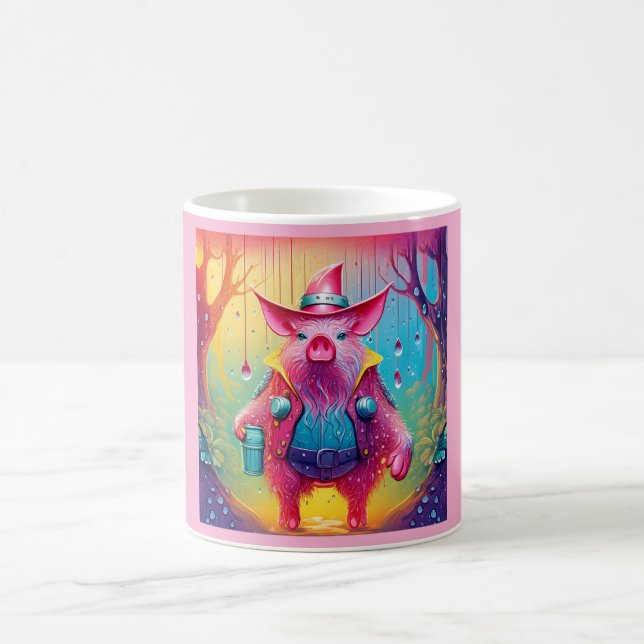 Caneca De Café Pink Pig The Cowboy (Centro)