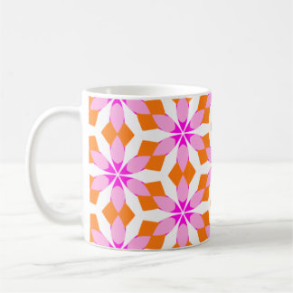 Caneca De Café Pink Purple and Orange Floral Geometric