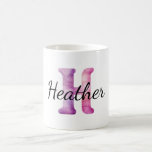 Caneca De Café Pink Purple Cozy H Name<br><div class="desc">Pink Purple Cozy H Name (change to names that start with letter H) print</div>