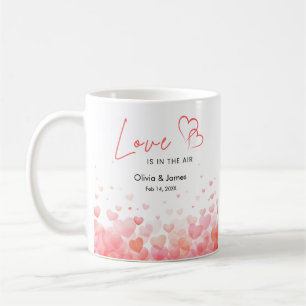 Caneca De Café Pink & Red O Amor Está no Ar Casais