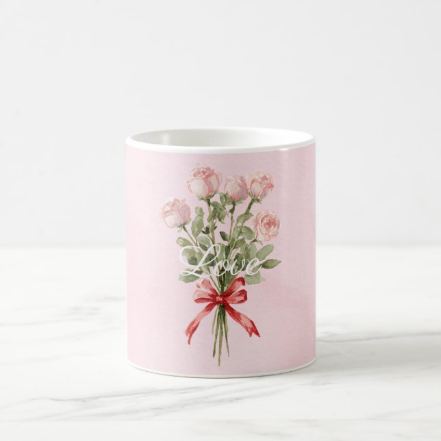 Caneca De Café Pink Roses Floral Love (Centro)