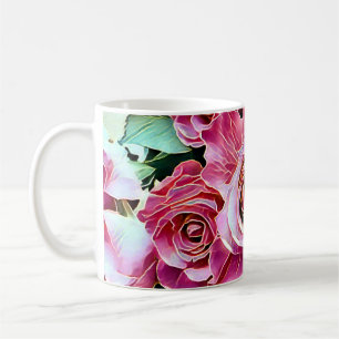 CANECA DE CAFÉ PINK ROSES FLORES