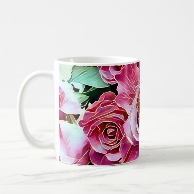 CANECA DE CAFÉ PINK ROSES FLORES (Esquerda)