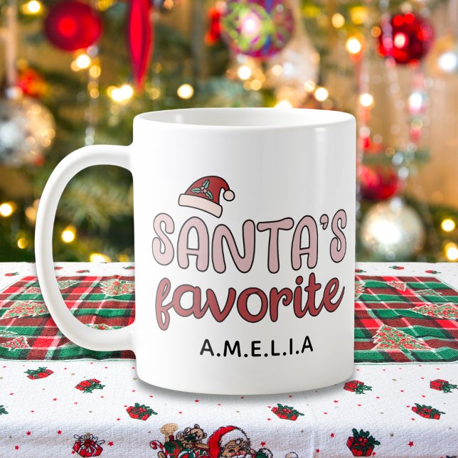Caneca De Café Pink Santas Favorito Personalizado (santas favorite customizable coffee mug)