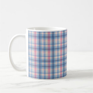 Caneca De Café Pink sky Blue Check Stpg