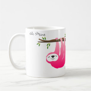 Caneca De Café Pink Sloth Be Mine... Sai comigo Mug