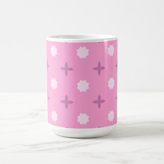 Caneca De Café Pink Star Petal Dot Pattern (Centro)