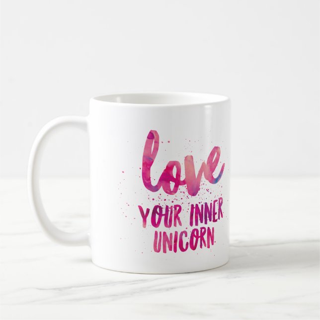 Caneca De Café Pink Unicorn "Love Your Inner Unicorn" (Esquerda)