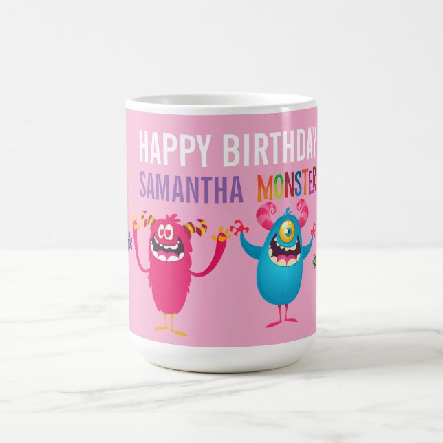 Caneca De Café Pink violet monster Fun kids  (Centro)