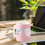 Caneca De Café Pink white hearts photo Valentine's Day<br><div class="desc">A soft,  light pink background decorated with white hearts,  2 photo heart frames. Personalize and add your name.</div>