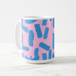 Caneca De Café Pink with Blue Brushstroke Pattern