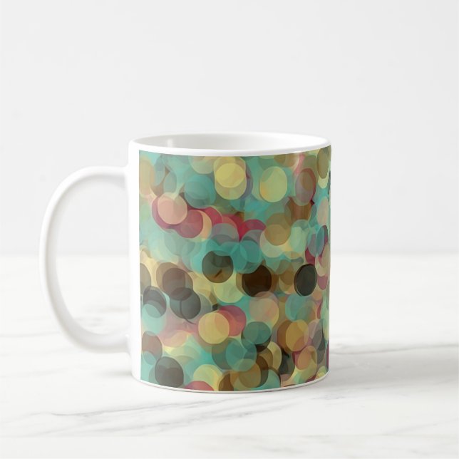 Caneca De Café pink yellow green and blue circle pattern abstract (Esquerda)