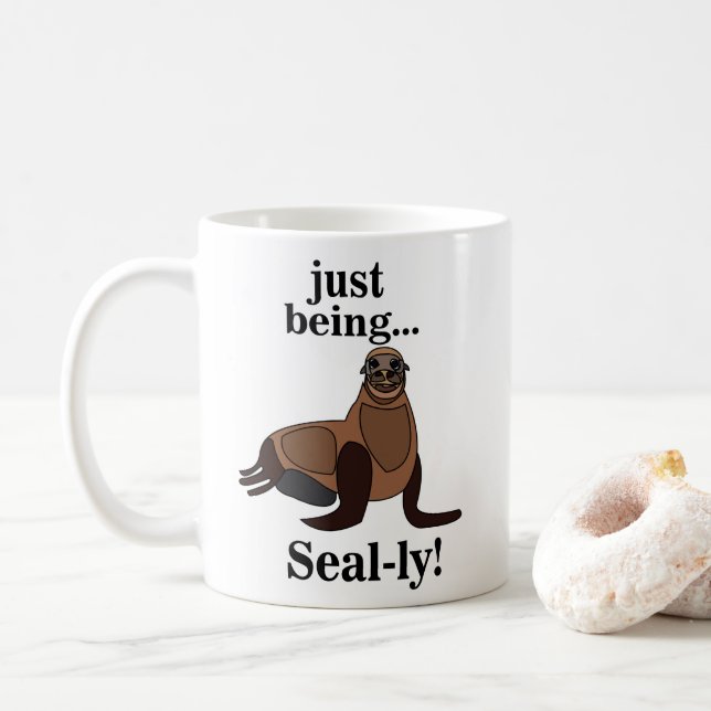 Caneca De Café Pinnipeds Seal Funny (Com Donut)
