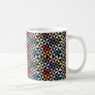 Caneca De Café Pino Geométrico Colorido Preto