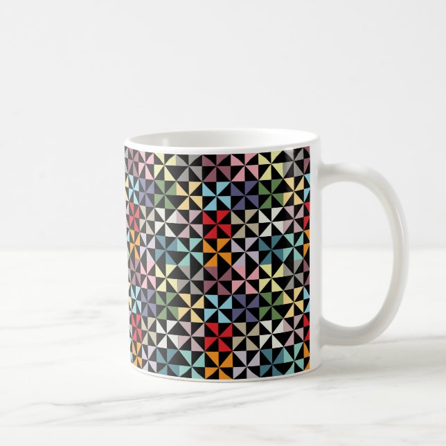 Caneca De Café Pino Geométrico Colorido Preto (Direita)