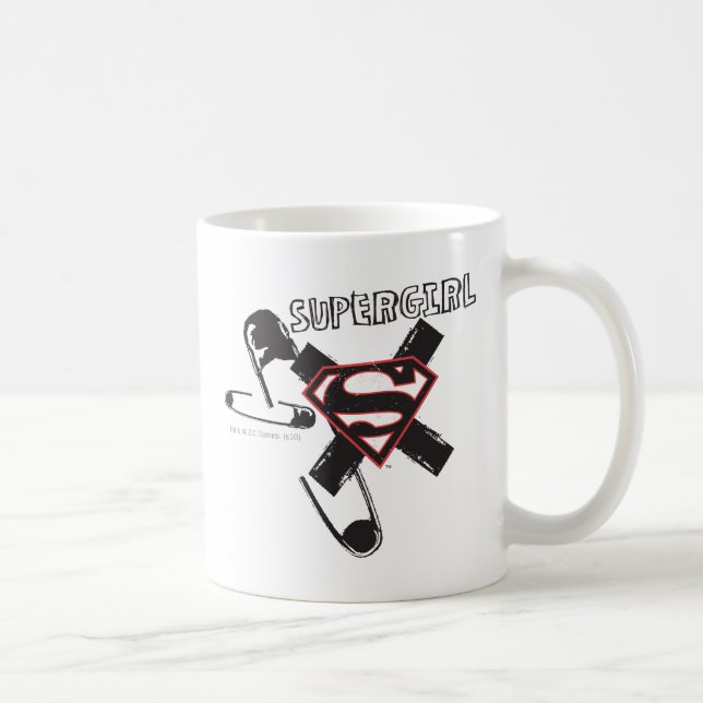 Caneca De Café Pinos de Segurança Pretos da Supergirl (Direita)