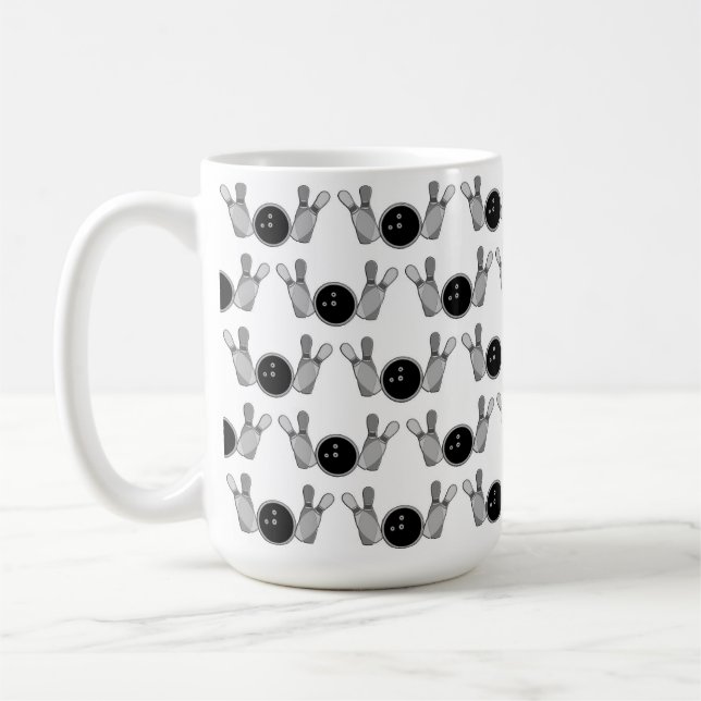 Caneca De Café Pinos e bolas de boliche preto, branco (Esquerda)