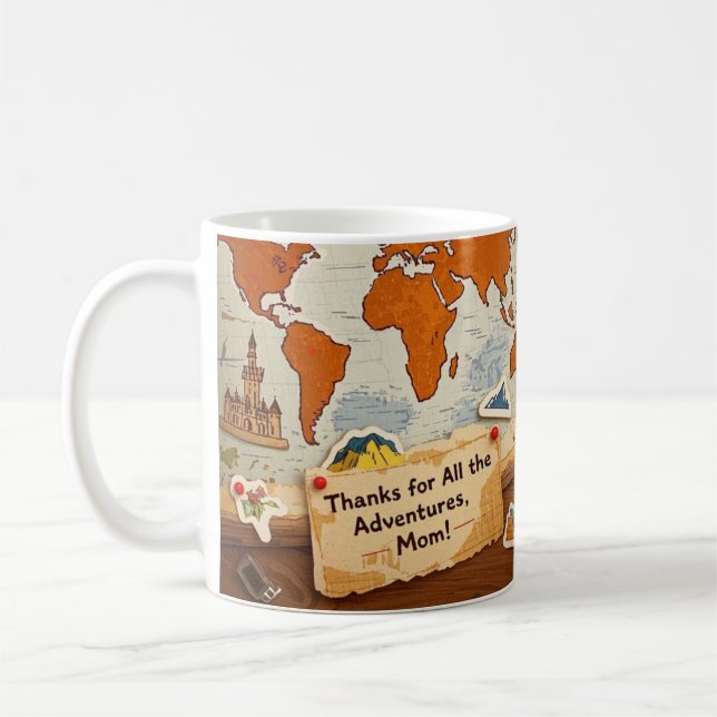 Caneca De Café Pinos e marcos do mapa mundial (Esquerda)
