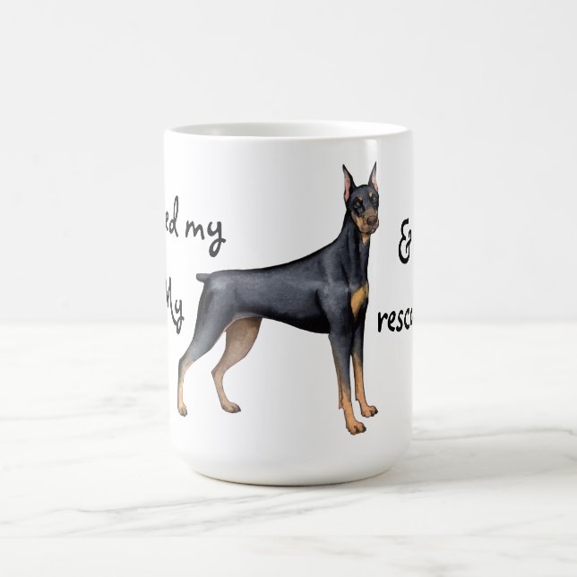 Caneca De Café Pinscher do Doberman do salvamento (Centro)