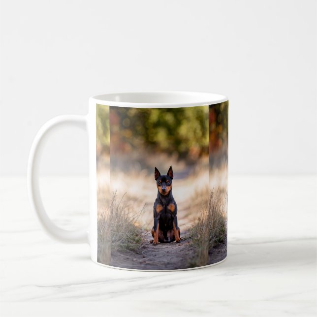 Caneca De Café Pinscher Miniatura Sentado (Esquerda)