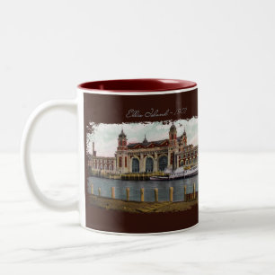 Caneca de café pintada Ellis Island