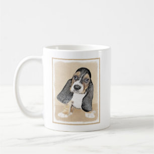 Caneca De Café Pintado de Cachorro Basset - Arte Cachorro Origina