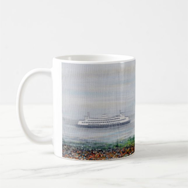 Caneca De Café Pintagem Foggy Ferry (Esquerda)