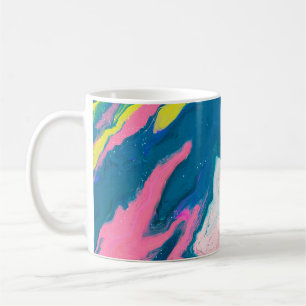 Caneca De Café Pintas abstrato cor-de-rosa e turquesa, com
