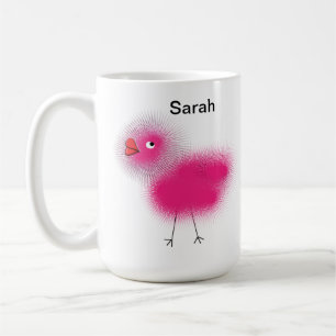 Caneca De Café Pintinho Rosa Romântico Personalizado Eu Amo Voc